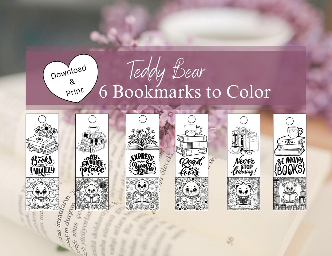 Teddy Bear Coloring Bookmarks Printable – Kids Activity (PDF/JPG ...