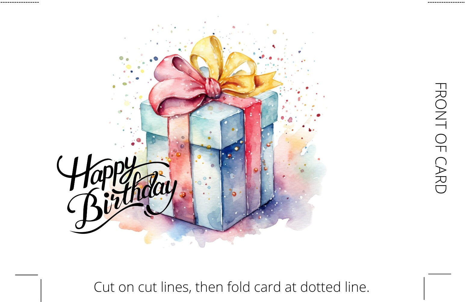 3 Birthday Present Cards, Printable PDF, 3 5x7 Foldable Birthday Cards ...