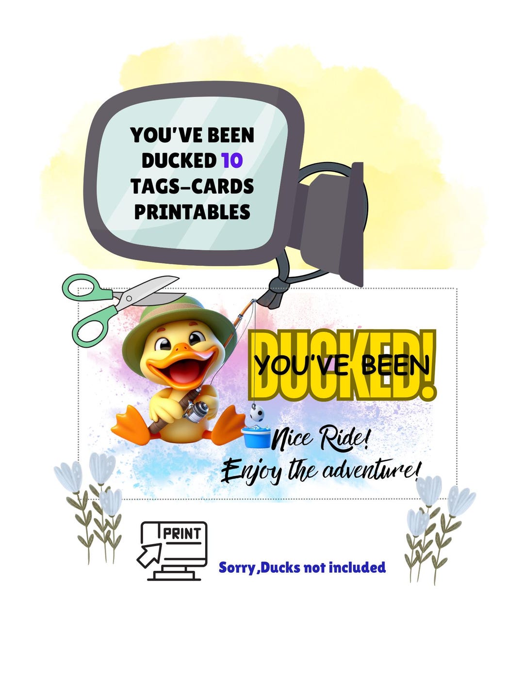 Yellow Duck Message You've Been Ducked-yellow Duck Cards-fisherman Theme-printable Download ...