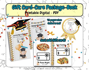 DIY College Gift Card Book – Printable Care Package - PDF Download
