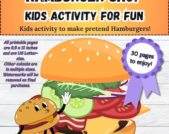 Attività per bambini a tema hamburgeria, gioco di ruolo con cibo - PDF