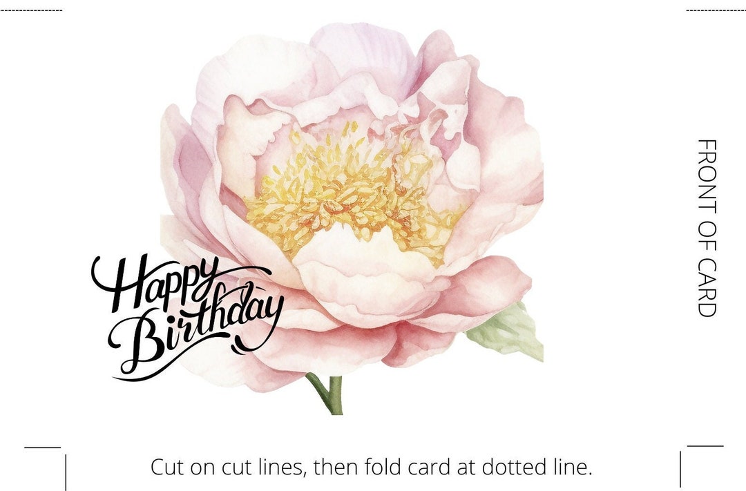3 Happy Birthday Flowers Cards Printable PDF 3 5x7 Foldable Birthday ...