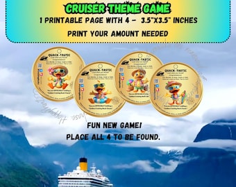 Cruising Duck-Yellow Duck-Printable Charm Cards-Fun Cruise Game-PDF Download