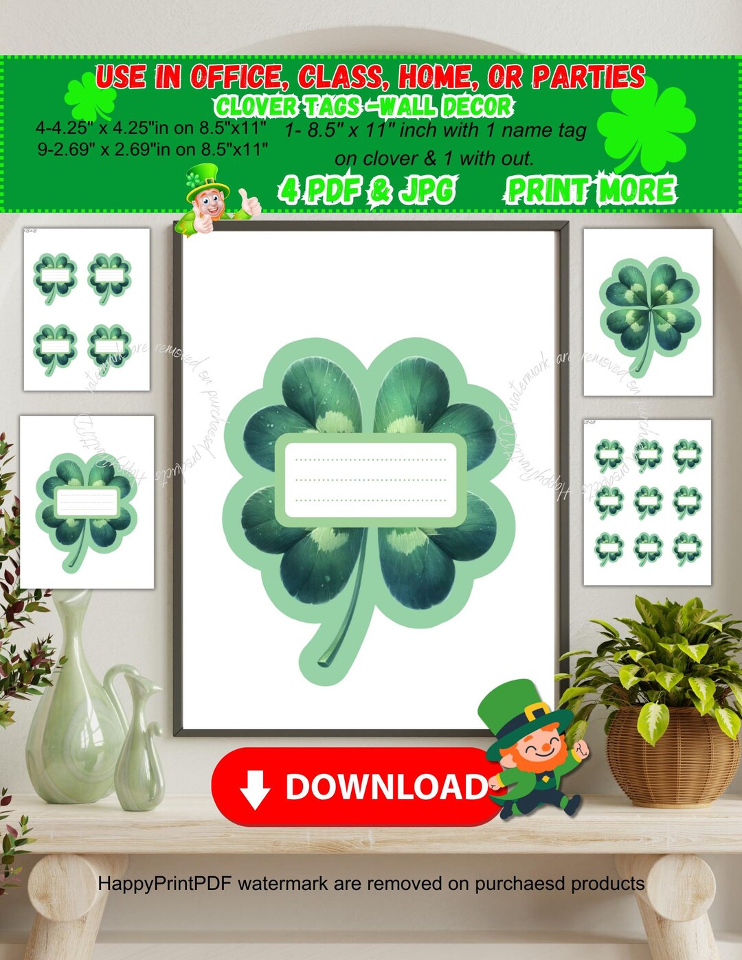 Needzo Saint Patrick's Kleeblatt Stirnband - Glitzernd, Metallisch Grün, Einheitsgröße Für Partys