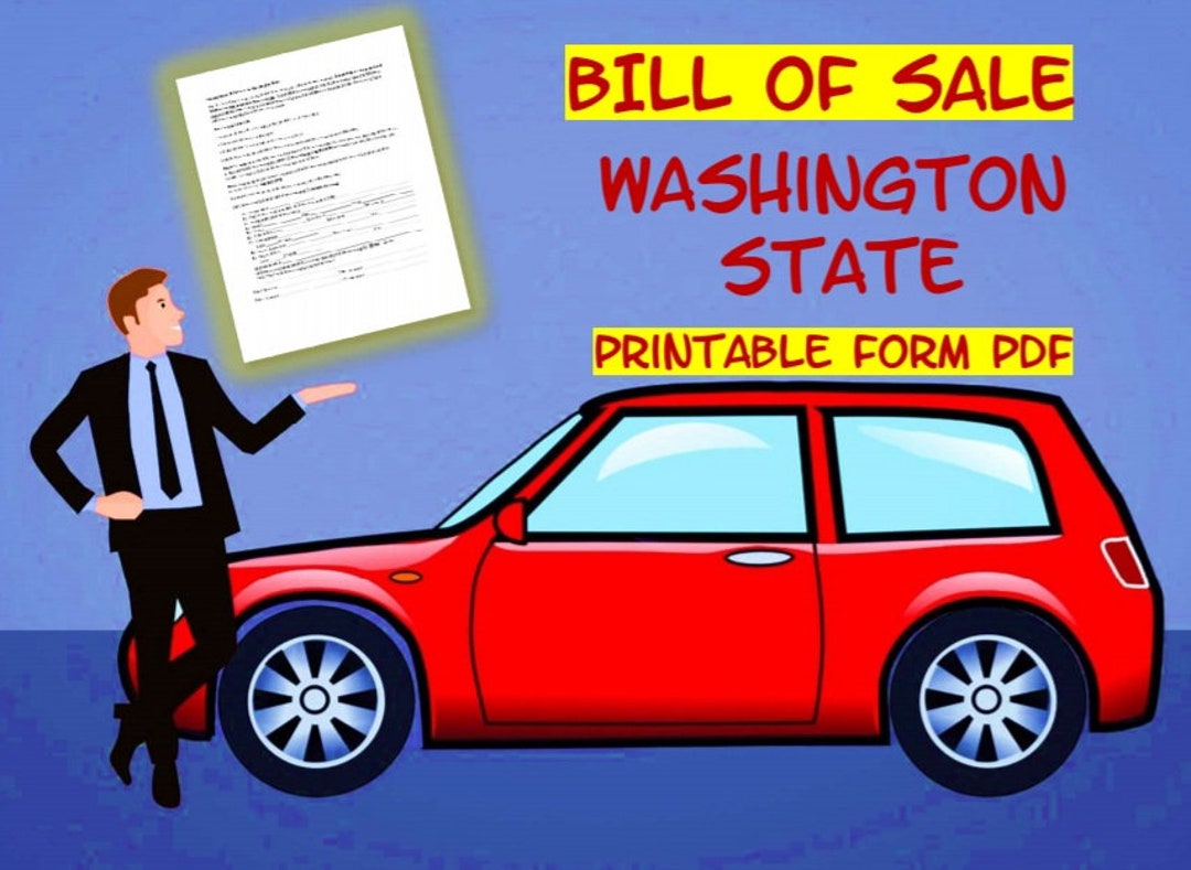 Bill of Sale Washington State Motor Vehicle Vessel Printable Form PDF