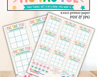 Tic Tac Toe Printable Game in Pastel, Kids Activity PDF, Digital Download