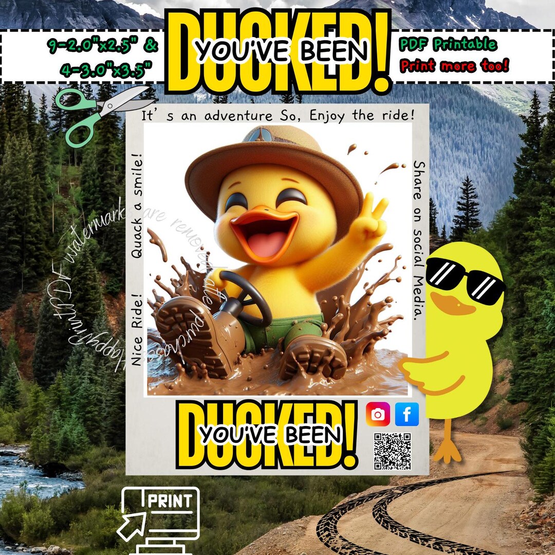 Yellow Duck Message You've Been Ducked-yellow Duck-tags-green Shorts Theme-printable Duck ...