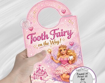 Pink Tooth Fairy Door Hanger | Lost Tooth Kids Decor (PDF JPG)
