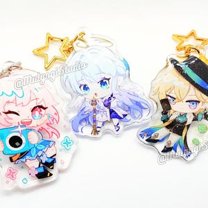 Brelok akrylowy Honkai Star Rail 7 marca Aventurine Robin Glitter | Dwustronna żywica epoksydowa | Akcesoria do breloków Star 2,5 cala