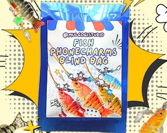 Fisch Handyanhänger mit Perlenschmuck Blindbag / Fischköder Schlüsselanhänger / Fischköder Schlüsselanhänger / Blindbox / Kawaii Y2K Fischästhetik / handgemacht