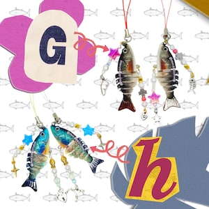 Fisch Anhänger mit Perlen Schmuck / Fisch Lock Schlüsselanhänger / Schmuckstück / Kawaii Y2K Ästhetik Fisch Anhänger / Handmade / heisei retro Bild 5