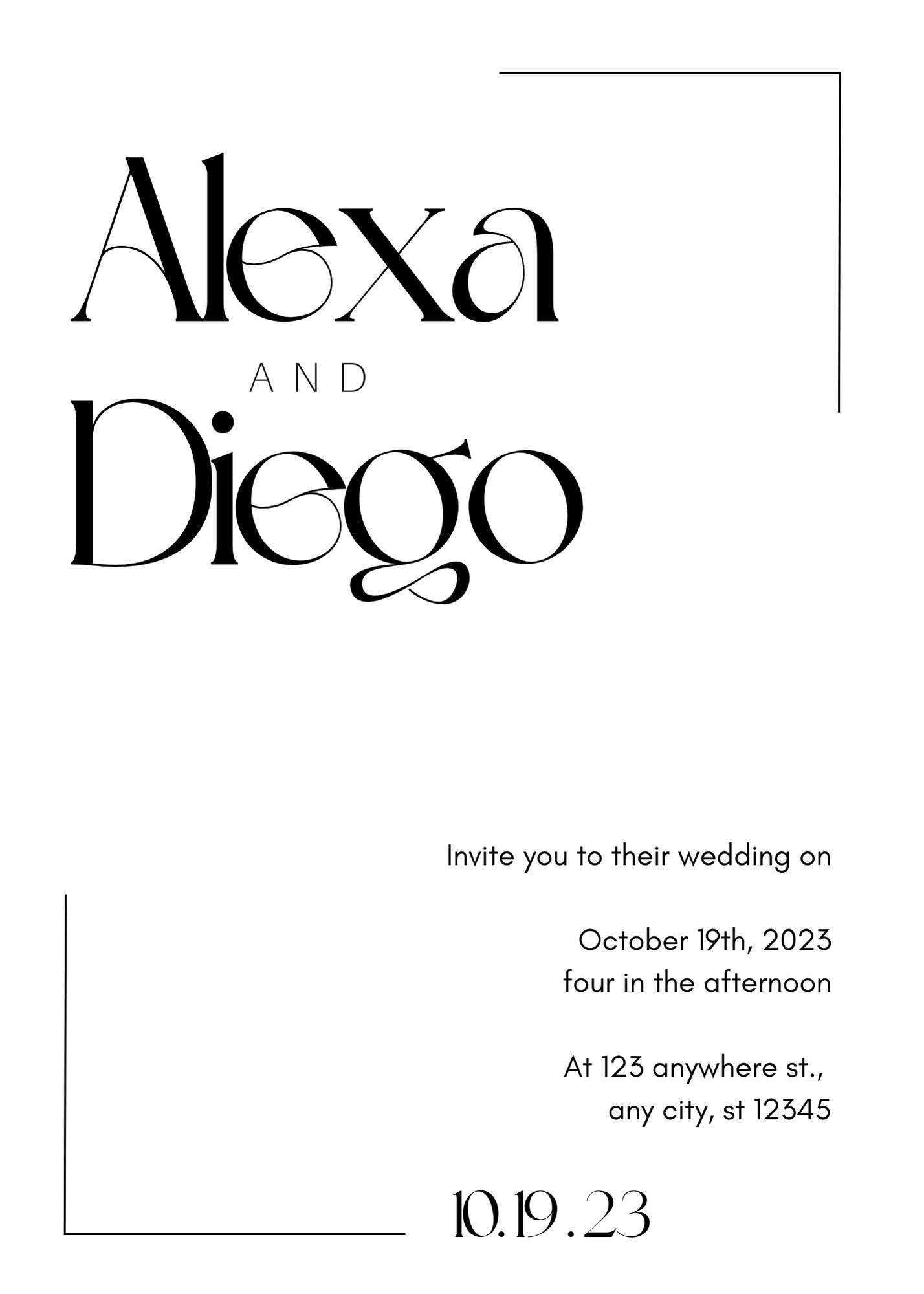 Normal Invetation Card Elegant Wedding Invitation, Digital Editable Template | Customize on ...