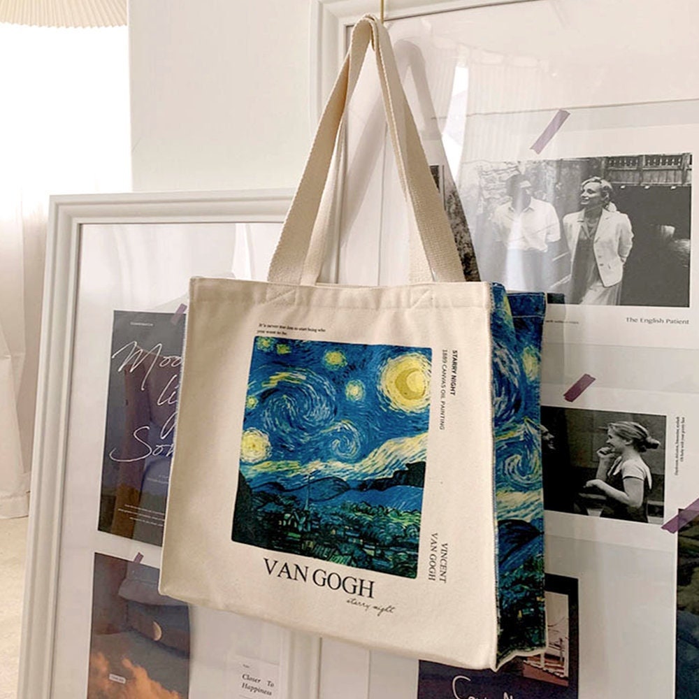 Van Gogh Tote Bag
 Van Gogh Starry Night Handmade Tote Bag Zipper on Top Small Zipped