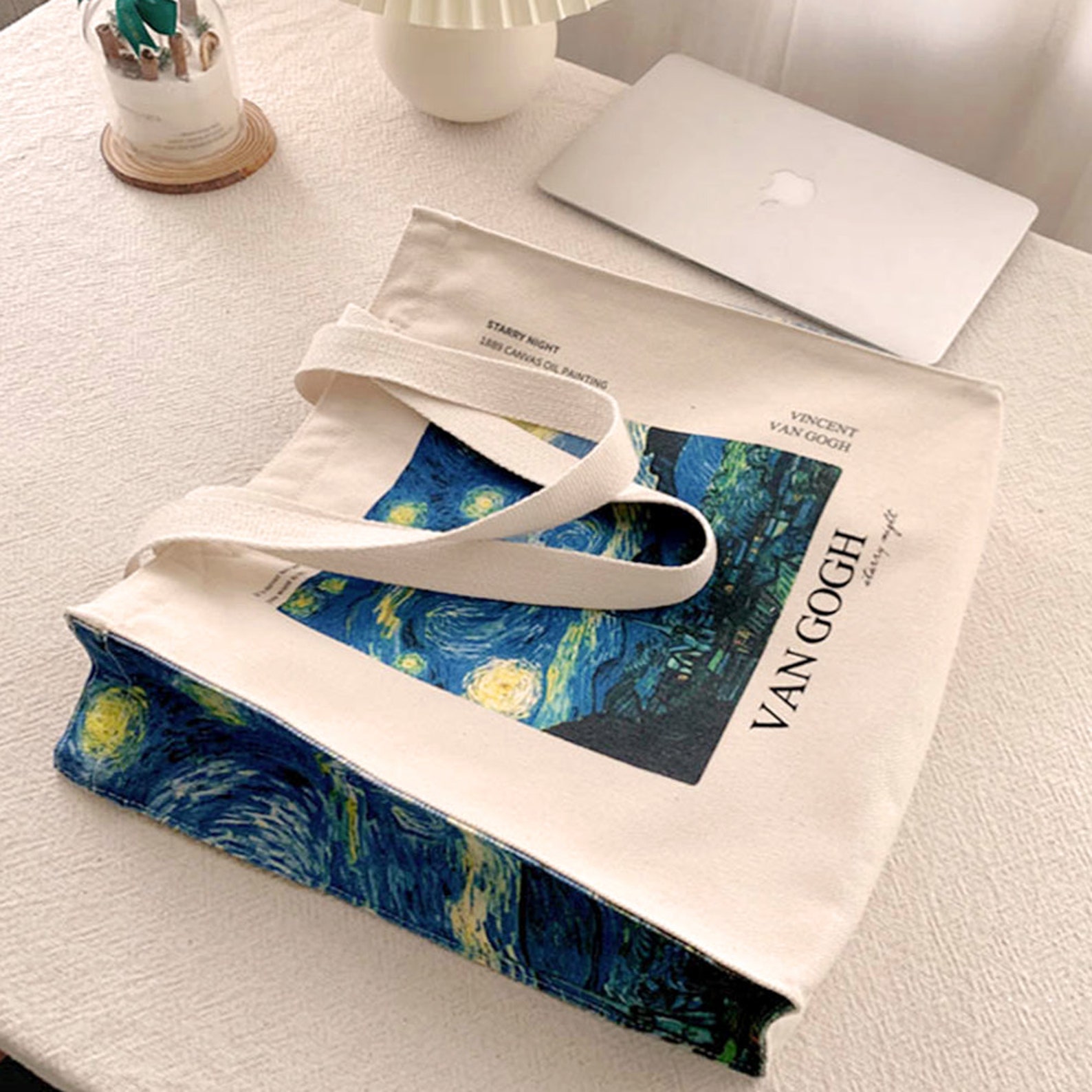 Van Gogh Tote Bag
 Van Gogh Starry Night Handmade Tote Bag Zipper on Top Small Zipped