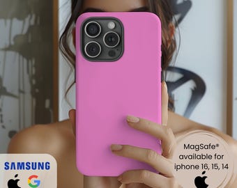 Pink Tough Phone Cases For iPhone Mag Safe Samsung Galaxy Google Pixel Matte & Glossy Phone Case Pink Bright Plain Magnetic Phone Casings