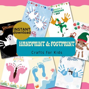 Handprint and Footprint Printable Craft Kit for Kids DIY Keepsake Art Toddler Memory Gift Art Project Baby Keepsake Creative Crafts MP1