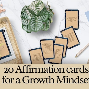 Tarjetas de Afirmaciones de Crecimiento y Gratitud Afirmaciones de Mentalidad Positiva Afirmaciones Diarias de Gratitud Mentalidad de Crecimiento Descargar Manifestación M1