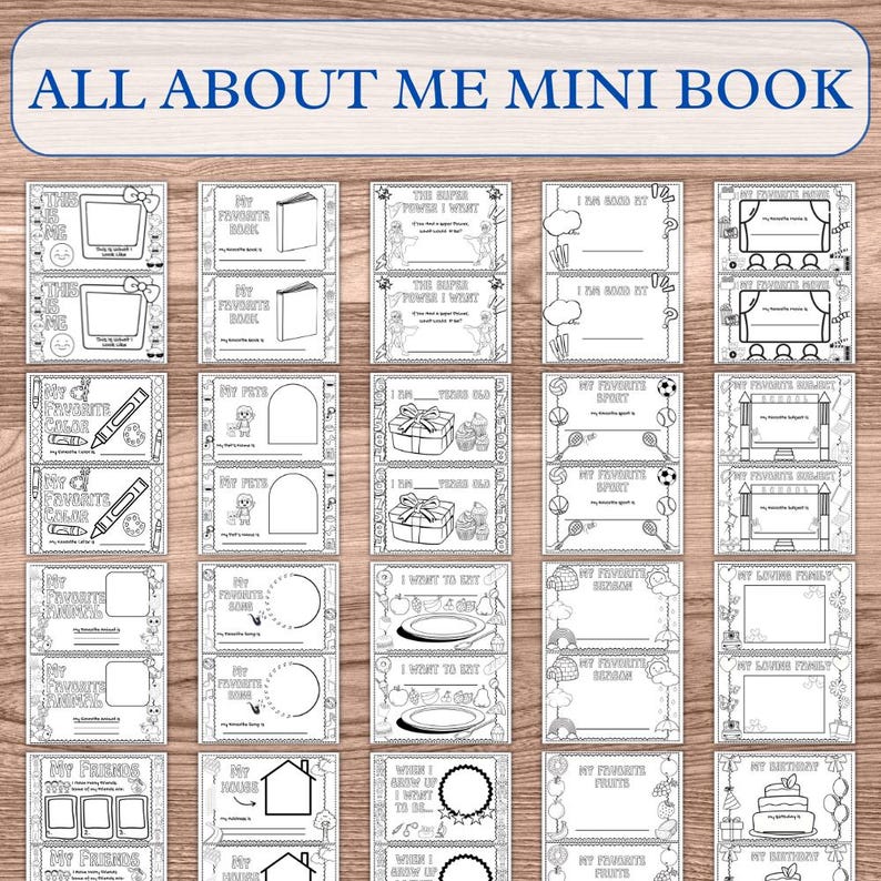 All About Me Mini Book Printable Keepsake for Kids Kindergarten ...
