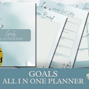 Goal Setting Planner Printable Worksheets Bundle Yearly Monthly Goals Daily & Weekly Planner Goal Tracker Action Plan INSTANT DOWNLOAD