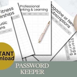 Password Keeper Sheets Printable Password Tracker Password Log Digital Organizer Password Journal Easy Password Template INSTANT DOWNLOAD