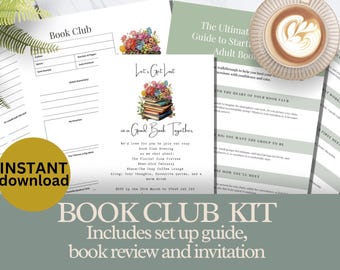 Book Club Kit Printable | Book Club Starter Guide, Review Worksheet & Invitation | Adult Reading Group | Instant Download PD