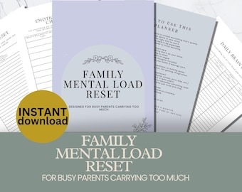 Planificador imprimible para padres ocupados, volcado de ideas y reinicio semanal de la carga mental familiar/organización del hogar tranquilo (PDF FP2)