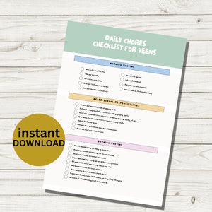 Editable Chore Chart For Kids Daily Planner Child Responsibility Kids Chore List Teen Teens To Do List Daily Routine Chart Pastel Colors LS1