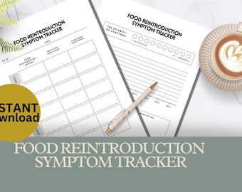 Food Reintroduction Symptom Tracker Printable, Food Diary, Recipe Tracker, Health Track Kit Wellness Tracking INSTANT DOWNLOAD pc1