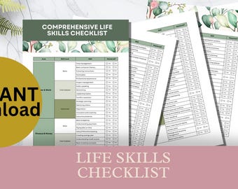Life Skills  Checklist for Young Adults Essential Skills Tracker Printable Editable Living Independently Skills Checklist INSTANT DOWNLOAD
