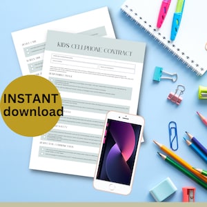 Cell Phone Contract for Tween, My First Cell Phone Agreement Cell Phone Rules Printable Phone Contract Editable Cell Phone Contract DOWNLOAD