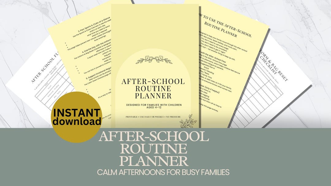 After-school Routine Planner Printable Calm After School Routine for ...
