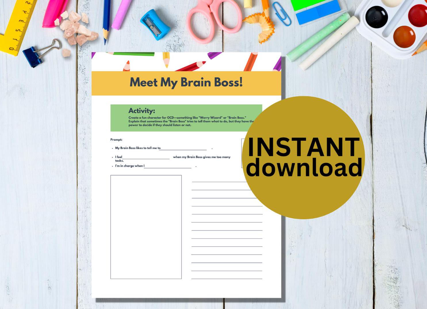OCD Worksheets for Kids Printable Therapy Tools CBT and Exposure ...