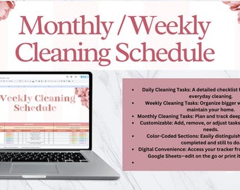 Cleaning Tracker Google Sheet Daily Cleaning Checklist Monthly ADHD Cleaning Plan Weekly Cleaning Schedule INSTANT DOWNLOAD GS1
