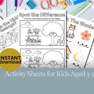 Hojas de actividades para niños de 3 a 7 años, divertidas actividades de aprendizaje imprimibles para la vuelta al cole. Imprimibles educativos para un aprendizaje divertido. MP1 imprimible.