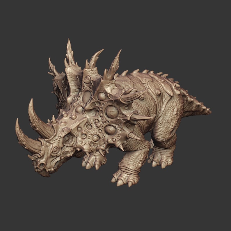 Armored Dinosaur Miniature Mega Bundle, Fantasy Triceratops STL Pack, Prehistoric Monster Collection, TTRPG Tabletop RPG Resin Print Files image 4