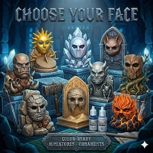 Paquete de Bestias Ancestrales y Máscaras Elementales - Modelos 3D de Orco, Demonio, Momia y Murciélago - OBJ/STL a todo color para decoración de escritorio