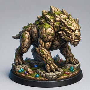 Stone Hound Golem STL File Earth Elemental Beast Miniature DND Tabletop Game Tabletop RPG Magic Creature 3D Print File