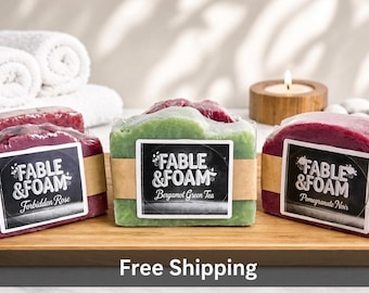 Handmade Hot Process Shea Butter Soap Bars | 6-Bar Bundle | Designer Scents