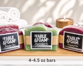 Handmade Hot Process Shea Butter Soap Bars, Goat Milk Loofah, Signature Scents
