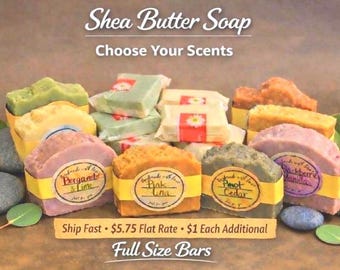 Cauldron Craft™ Handmade Shea Butter Soap Bars, Cold Process, Hot Process Scents