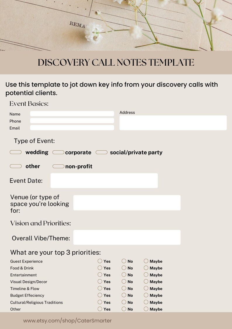 Discovery Call Script for Event Pros Notes Template + Agenda