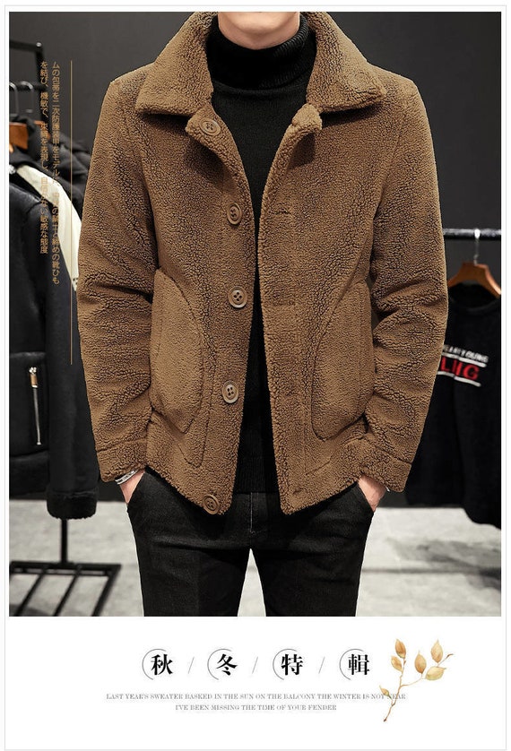 Lamb wool coat mens top