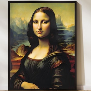 Mona Lisa Art Print Wall Décor, Famous Renaissance Painting Reproduction, Da Vinci Vintage Portrait Poster for Home or Office
