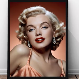 Marilyn Monroe Wall Art Printable, Vintage Hollywood Portrait, Iconic 1950s Movie Star Poster, Retro Glamour Digital Download