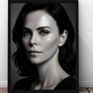 Charlize Theron Print, Celebrity Poster, Hollywood Film Star Photography, Beautiful Female Actress Illustration, Digital Download