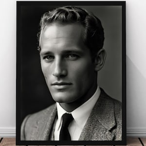 Paul Newman Vintage Portrait: Classic Hollywood Movie Star Print (Digital Download)