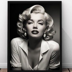 Marilyn Monroe Poster, Vintage Hollywood Portrait, Iconic 1950s Retro Movie Star Wall Art, Digital Download