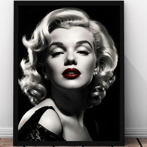 Marilyn Monroe Poster, Vintage Hollywood Portrait, Iconic 1950s Retro Movie Star Wall Art, Digital Download