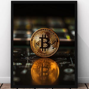 Bitcoin Crypto Wall Art Print, Cryptocurrency Poster, Stock Market Art, Blockchain Décor, Gift for Trader Or Investor, Digital Download
