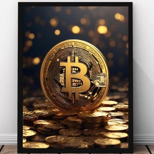 Bitcoin Crypto Wall Art Print, Cryptocurrency Poster, Stock Market Art, Blockchain Décor, Gift for Trader Or Investor, Digital Download